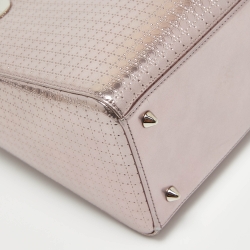 Dior Metallic Pink Micro Cannage Patent Leather Medium Lady Dior Tote
