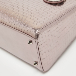 Dior Metallic Pink Micro Cannage Patent Leather Medium Lady Dior Tote