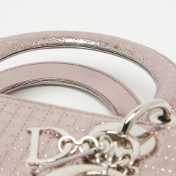 Dior Metallic Pink Micro Cannage Patent Leather Medium Lady Dior Tote