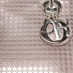 Dior Metallic Pink Micro Cannage Patent Leather Medium Lady Dior Tote