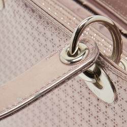 Dior Metallic Pink Micro Cannage Patent Leather Medium Lady Dior Tote