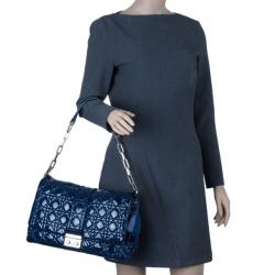 Pre Owned Dior Navy Blue Patent Leather Large Miss Dior Flap Bag