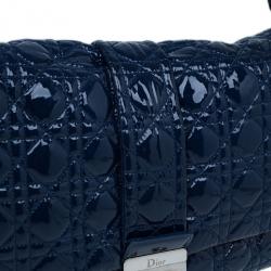 Pre Owned Dior Navy Blue Patent Leather Large Miss Dior Flap Bag