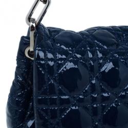 Pre Owned Dior Navy Blue Patent Leather Large Miss Dior Flap Bag