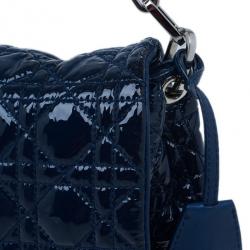 Pre Owned Dior Navy Blue Patent Leather Large Miss Dior Flap Bag