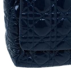 Pre Owned Dior Navy Blue Patent Leather Large Miss Dior Flap Bag