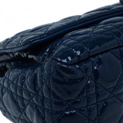 Pre Owned Dior Navy Blue Patent Leather Large Miss Dior Flap Bag