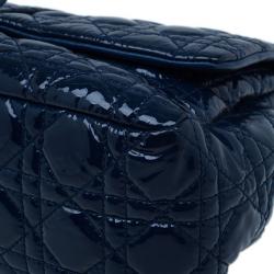 Pre Owned Dior Navy Blue Patent Leather Large Miss Dior Flap Bag