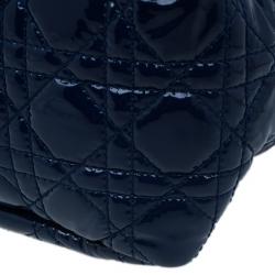 Pre Owned Dior Navy Blue Patent Leather Large Miss Dior Flap Bag