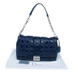 Pre Owned Dior Navy Blue Patent Leather Large Miss Dior Flap Bag