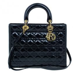 مملوكة مسبقًا Dior Black Patent Large Lady Dior