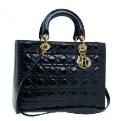 مملوكة مسبقًا Dior Black Patent Large Lady Dior