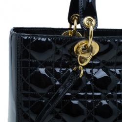 مملوكة مسبقًا Dior Black Patent Large Lady Dior