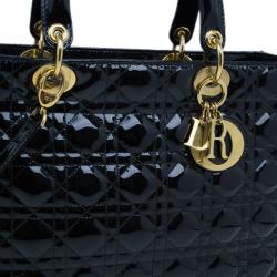 مملوكة مسبقًا Dior Black Patent Large Lady Dior