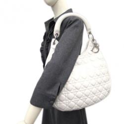 Pre Owned Dior White Leather Cannage Large Hobo