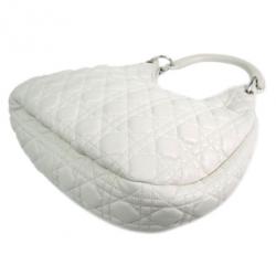 Pre Owned Dior White Leather Cannage Large Hobo