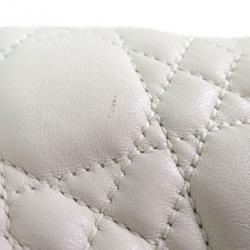 Pre Owned Dior White Leather Cannage Large Hobo