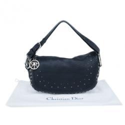 Pre Owned Christian Dior Black Studded Leather Shoulder Bag