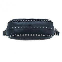 Pre Owned Christian Dior Black Studded Leather Shoulder Bag
