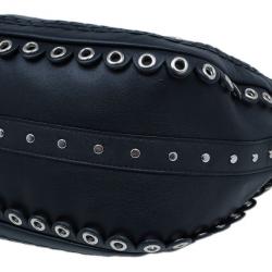 Pre Owned Christian Dior Black Studded Leather Shoulder Bag