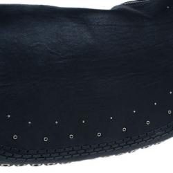 Pre Owned Christian Dior Black Studded Leather Shoulder Bag