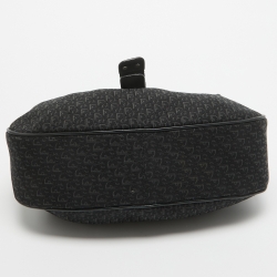 Pre Owned Dior Black Oblique Canvas and Leather Buckle Flap Hobo