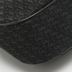 Pre Owned Dior Black Oblique Canvas and Leather Buckle Flap Hobo