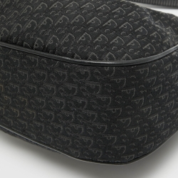 Pre Owned Dior Black Oblique Canvas and Leather Buckle Flap Hobo