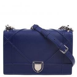 Dior Blue Leather Medium Diorama Shoulder Bag