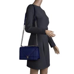 Dior Blue Leather Medium Diorama Shoulder Bag