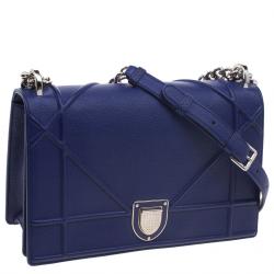 Dior Blue Leather Medium Diorama Shoulder Bag