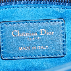 Pre Owned Dior Blue Leather Mini Mosaic of Mirrors Lady Dior Tote