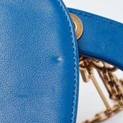 Pre Owned Dior Blue Leather Mini Mosaic of Mirrors Lady Dior Tote