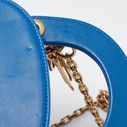 Pre Owned Dior Blue Leather Mini Mosaic of Mirrors Lady Dior Tote