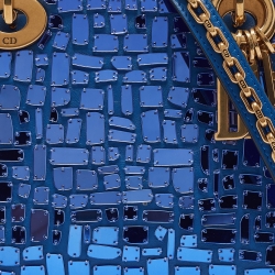 Pre Owned Dior Blue Leather Mini Mosaic of Mirrors Lady Dior Tote