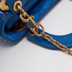 Pre Owned Dior Blue Leather Mini Mosaic of Mirrors Lady Dior Tote