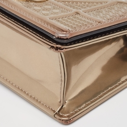 Pre Owned Dior Gold Micro Cannage Patent Leather Baby Diorama Shoulder Bag