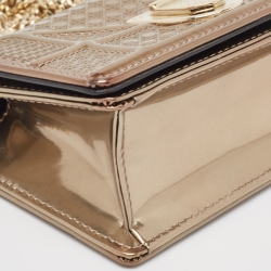 Pre Owned Dior Gold Micro Cannage Patent Leather Baby Diorama Shoulder Bag