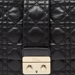 Pre Owned Dior Black Cannage Leather New Lock Flap Chain Bag
