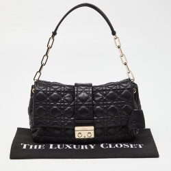 Pre Owned Dior Black Cannage Leather New Lock Flap Chain Bag