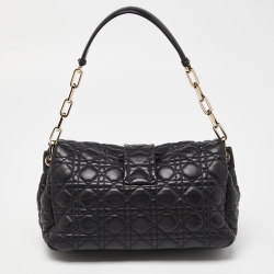 Pre Owned Dior Black Cannage Leather New Lock Flap Chain Bag
