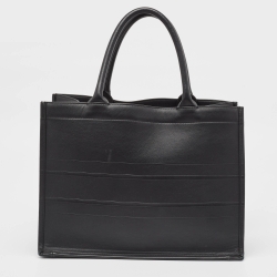 Pre Owned Dior Black Embossed Leather Medium Book Tote