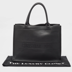 Pre Owned Dior Black Embossed Leather Medium Book Tote