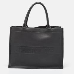 Pre Owned Dior Black Embossed Leather Medium Book Tote