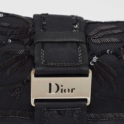 Pre Owned Dior Black Satin Beaded Pouch Wallet