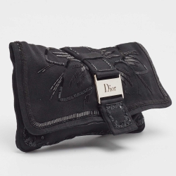 Pre Owned Dior Black Satin Beaded Pouch Wallet