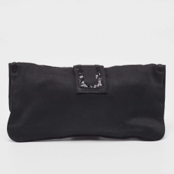 Pre Owned Dior Black Satin Beaded Pouch Wallet