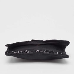 Pre Owned Dior Black Satin Beaded Pouch Wallet
