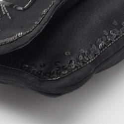 Pre Owned Dior Black Satin Beaded Pouch Wallet