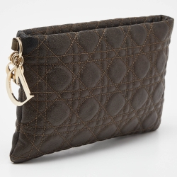 Pre Owned Dior Metallic Cannage Coated Canvas Panarea Clutch